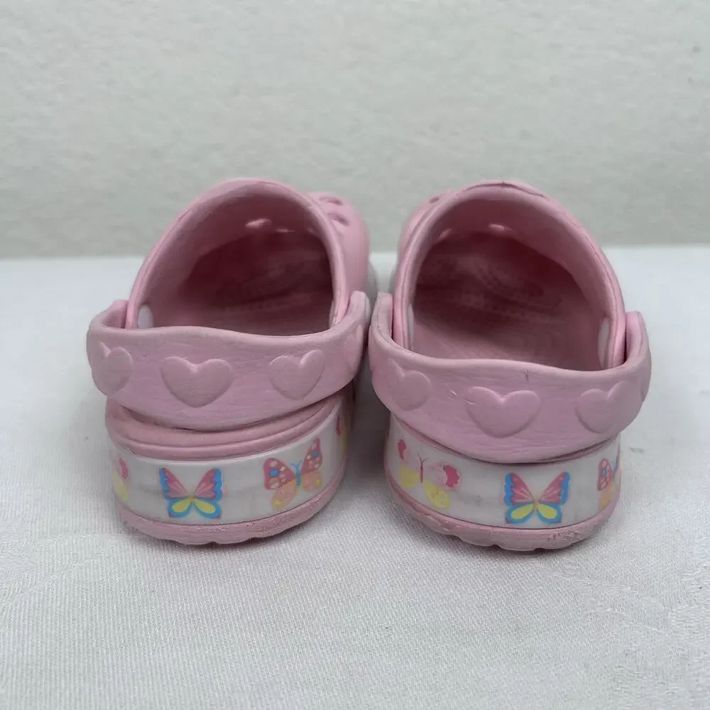 Stepping Stones Butterflies and hearts child sz 4 slip on with backstrap shoes